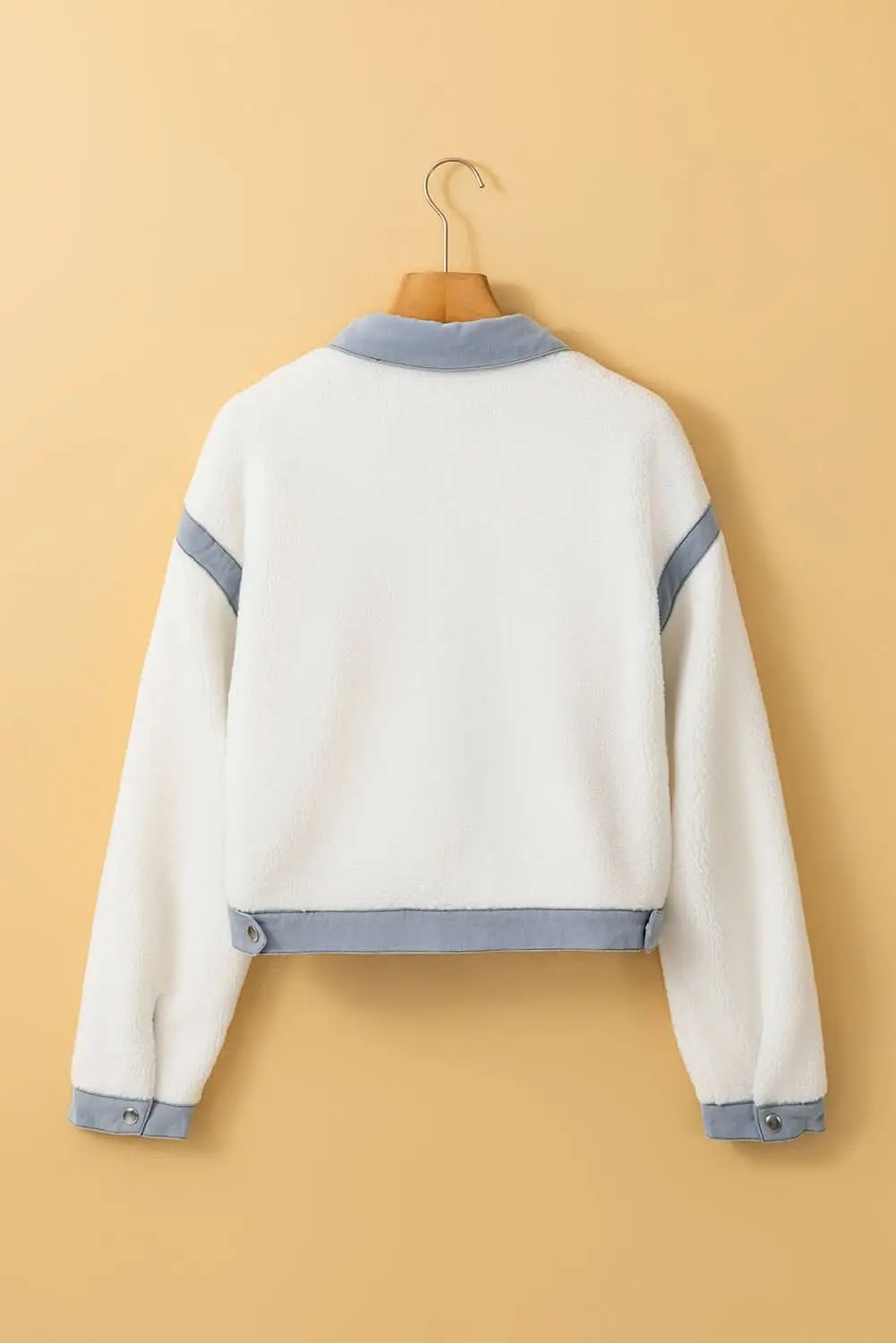 Chic white sherpa jacket with contrast trim - Love Salve